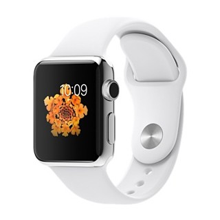 Apple Watch 38mm Stainless Steel Case White Sport Band (MJ302)