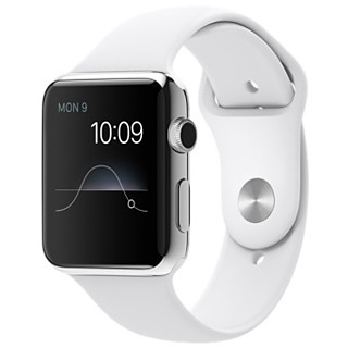 Apple Watch 42mm Stainless Steel Case White Sport Band (MJ3V2)