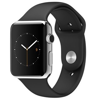 Apple Watch 42mm Stainless Steel Case Black Sport Band (MJ3U2)