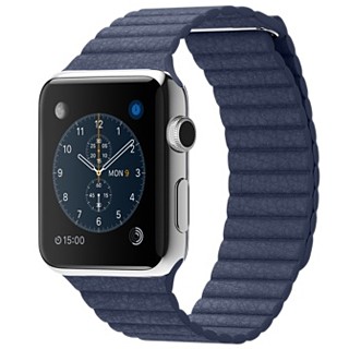 Apple Watch 42mm Stainless Steel Case Bright Blue Leather Loop