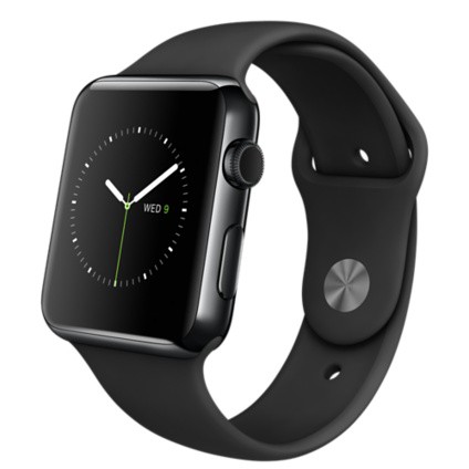 Apple Watch 38mm Space Gray Alluminum Case Black Sport Band (MJ2X2)