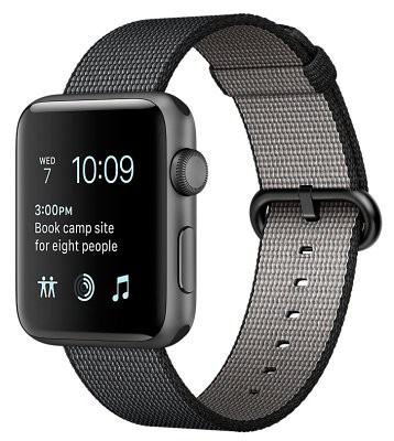 Apple Watch Series 2 42mm Space Gray Aluminum Case with black woven nylon MNPW2