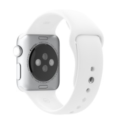 Apple Watch 38mm Stainless Steel Case White Sport Band (MJ302)