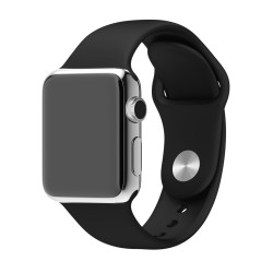 Apple Watch 38mm Stainless Steel Case Black Sport Band (MJ2Y2)