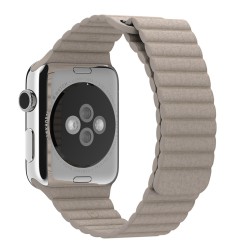 Apple Watch 42mm Stainless Steel Case Stone Leather Loop (MJ432-442)