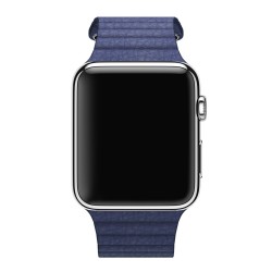 Apple Watch 42mm Stainless Steel Case Bright Blue Leather Loop