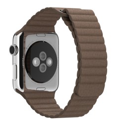 Apple Watch 42mm Stainless Steel Case Light Brown Leather Loop (MJ402-422)
