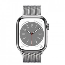 Apple Watch Series 8 45mm GPS + LTE Silver Stainless Steel Case with Silver Milanese Loop (MNKJ3)